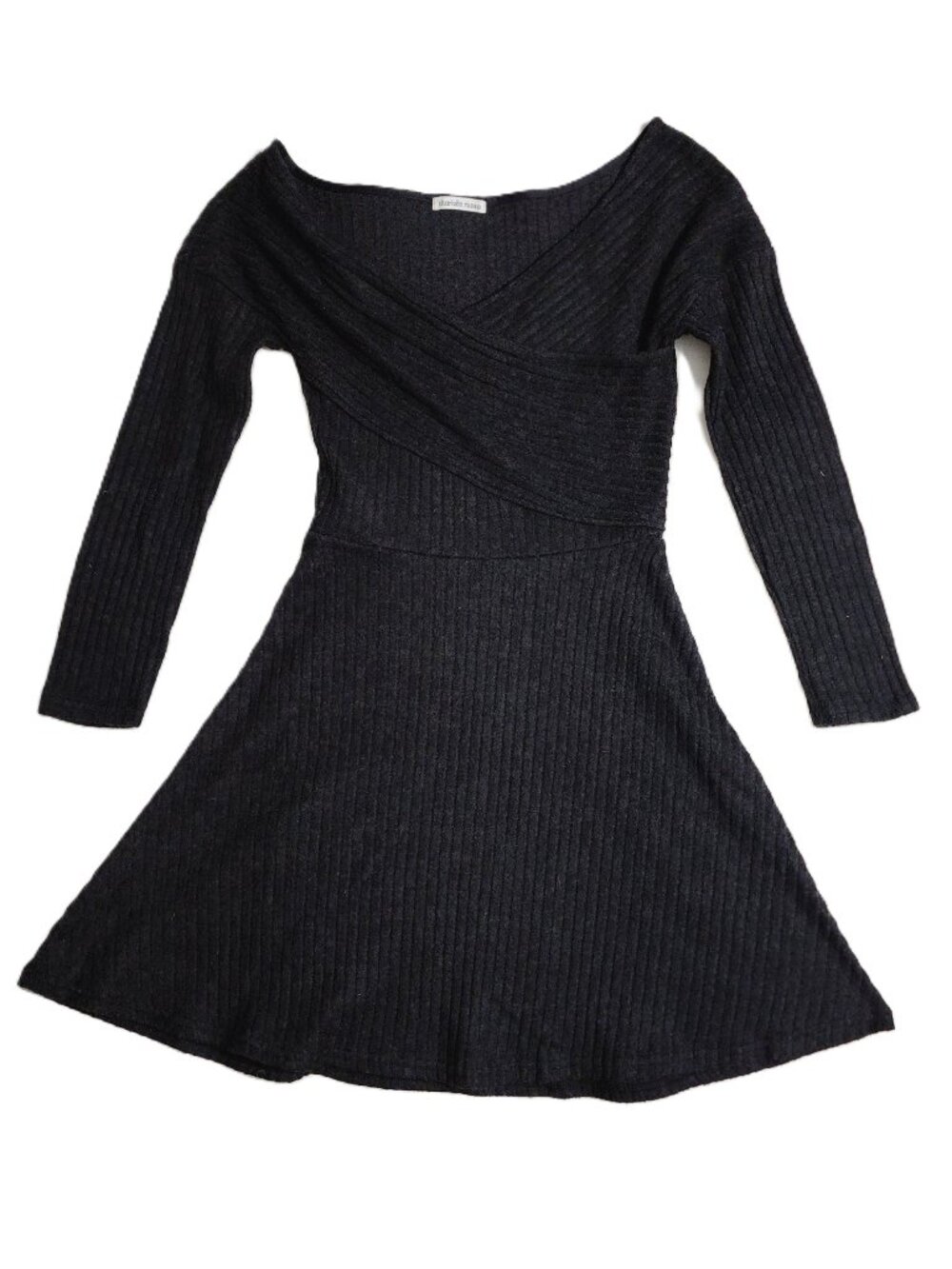 NWOTCharlotte Russe Fit&Flare Lng Sleeve Charcoal Gray Cross Front Dress Size S